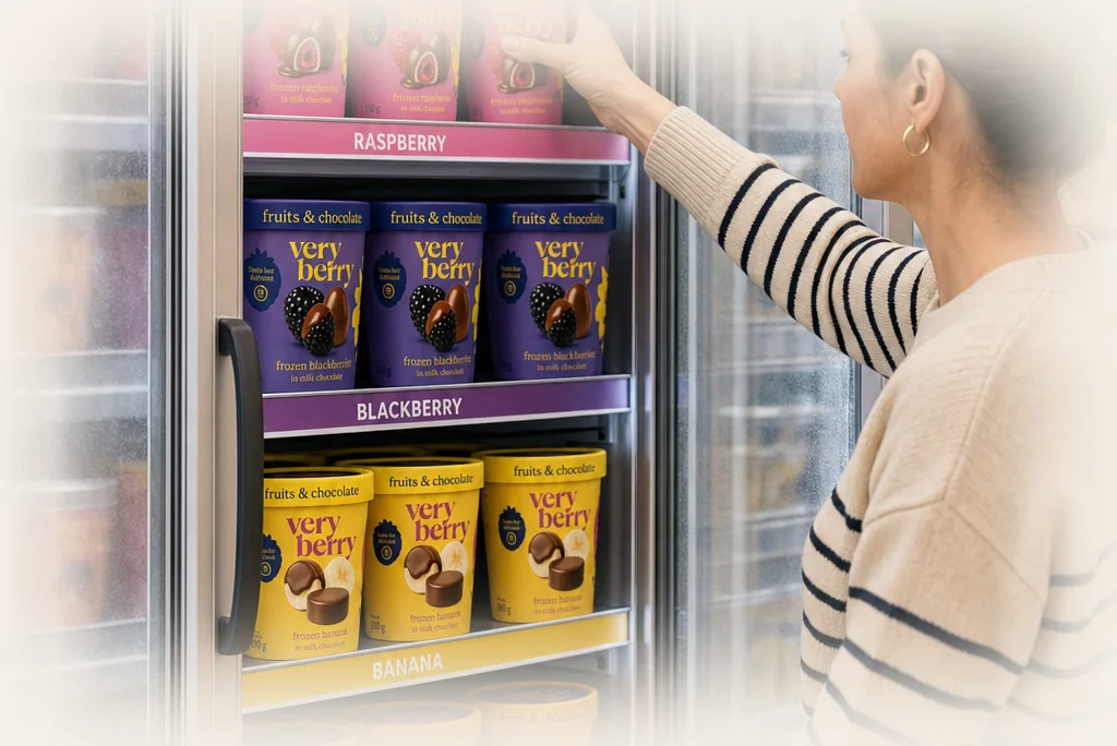 Cup Very Berry a scaffale nel freezer del supermercato