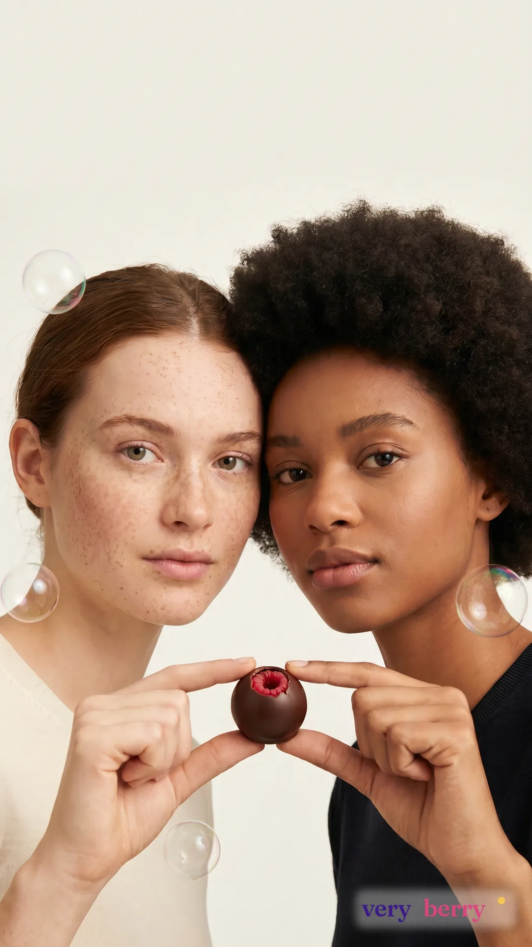 Momento Very Berry: due donne condividono un bonbon