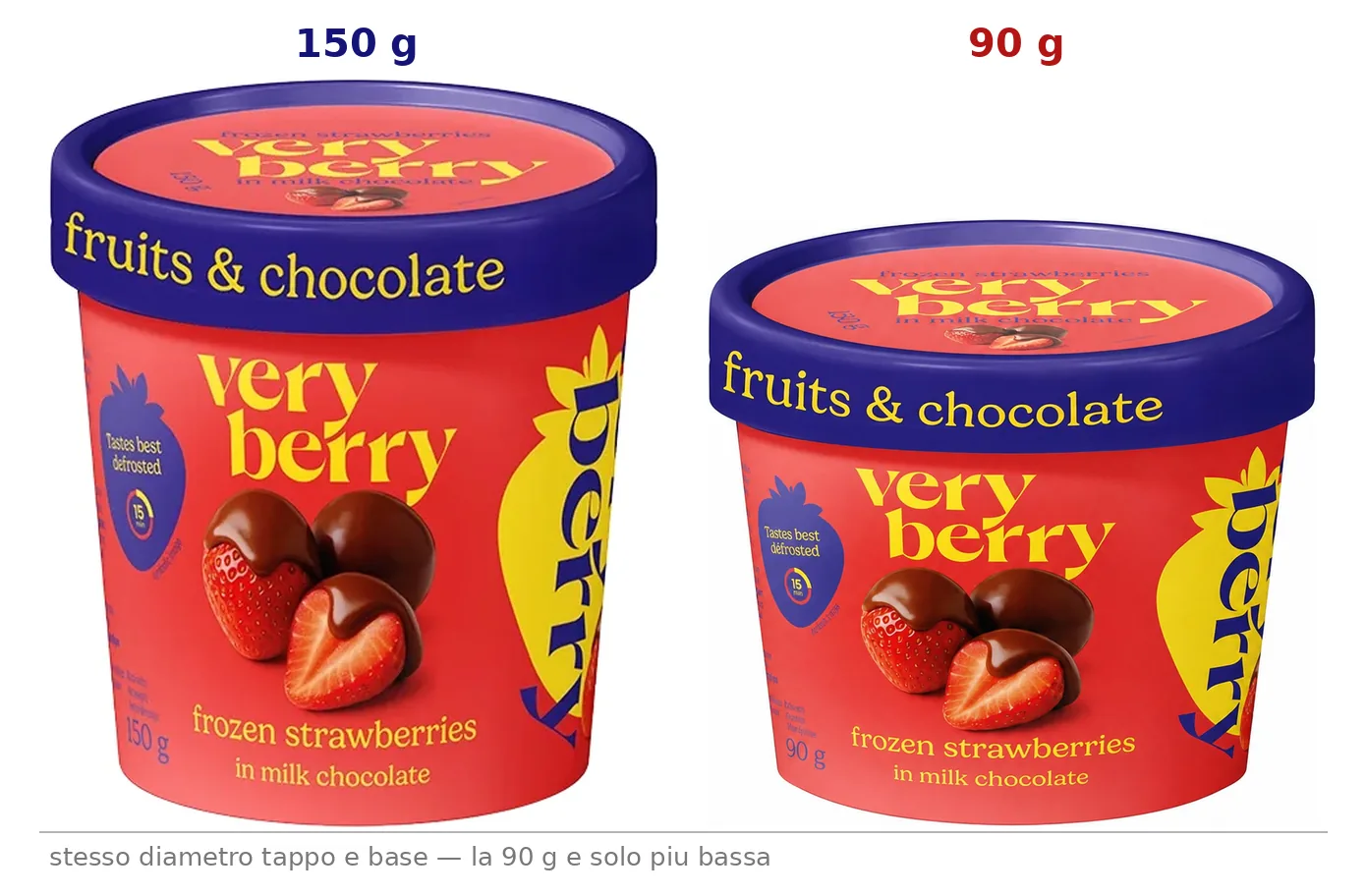 La cup Very Berry nei formati 150 g e 90 g