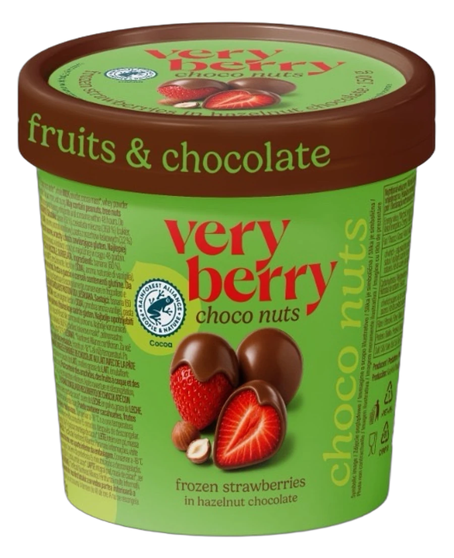 Very Berry Fragola Choco Nuts: cioccolato alla nocciola · granella
