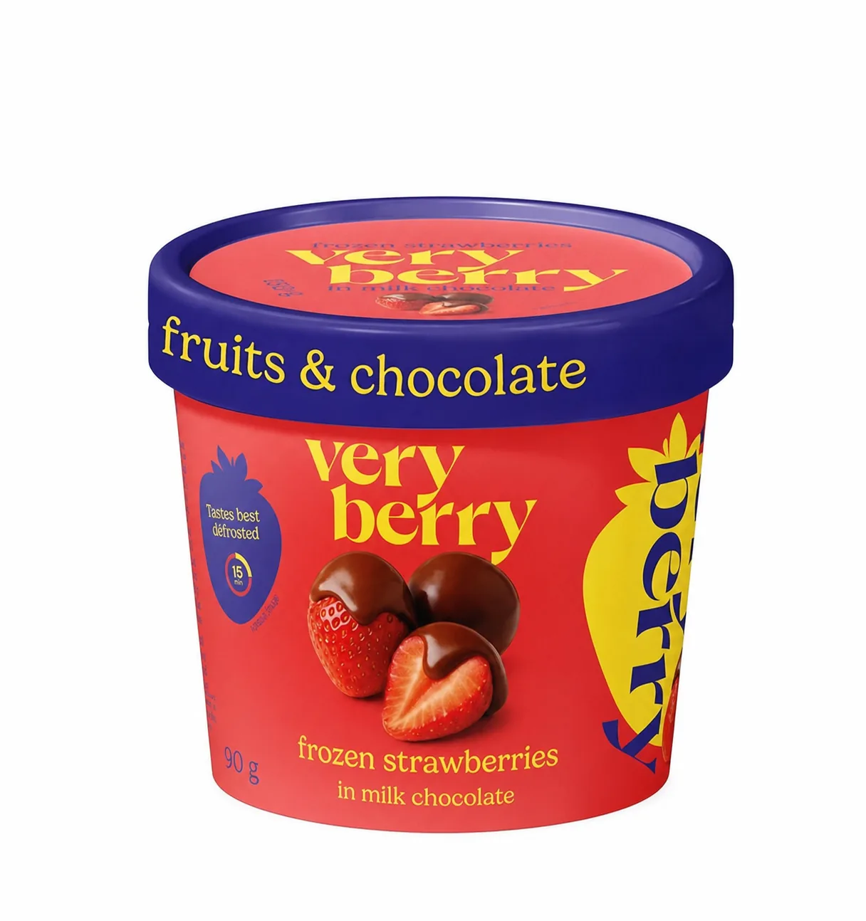 Bonbon Very Berry sezionato: il frutto vero dentro la copertura di cioccolato
