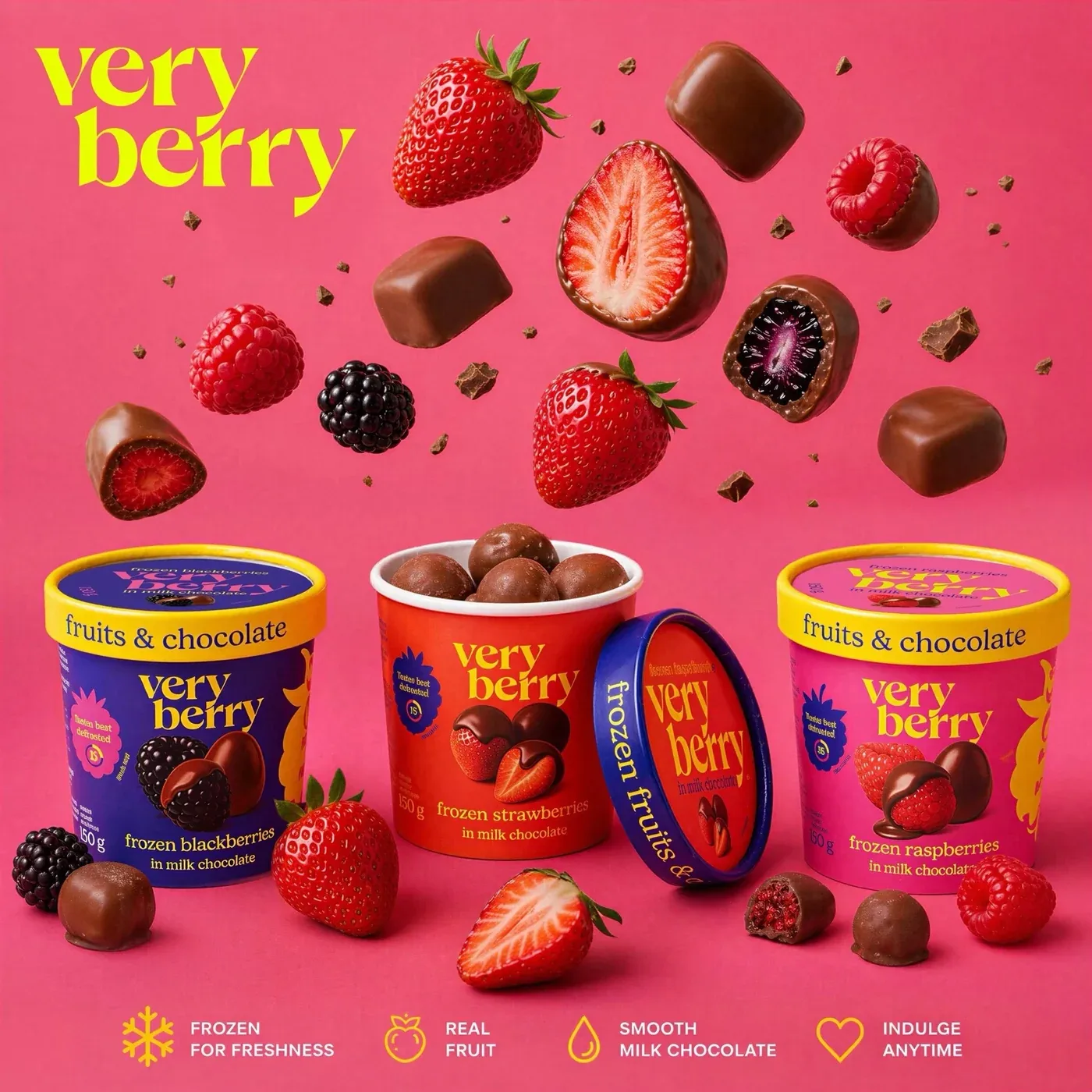Very Berry — frutto vero ricoperto di cioccolato al latte