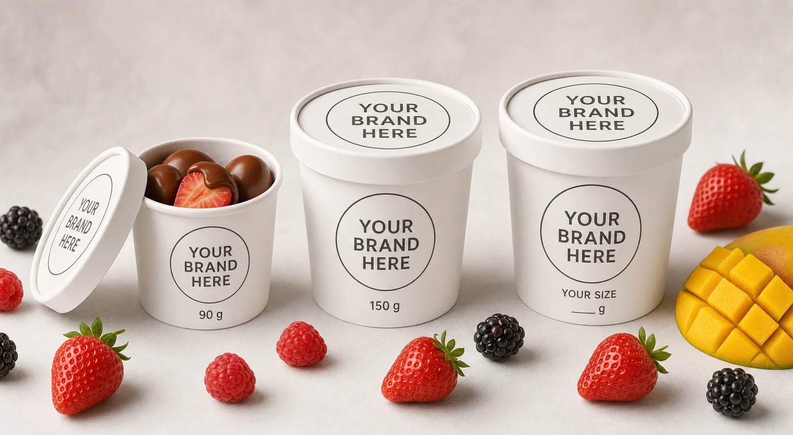 Cup Very Berry con etichetta 'Your brand here' per private label