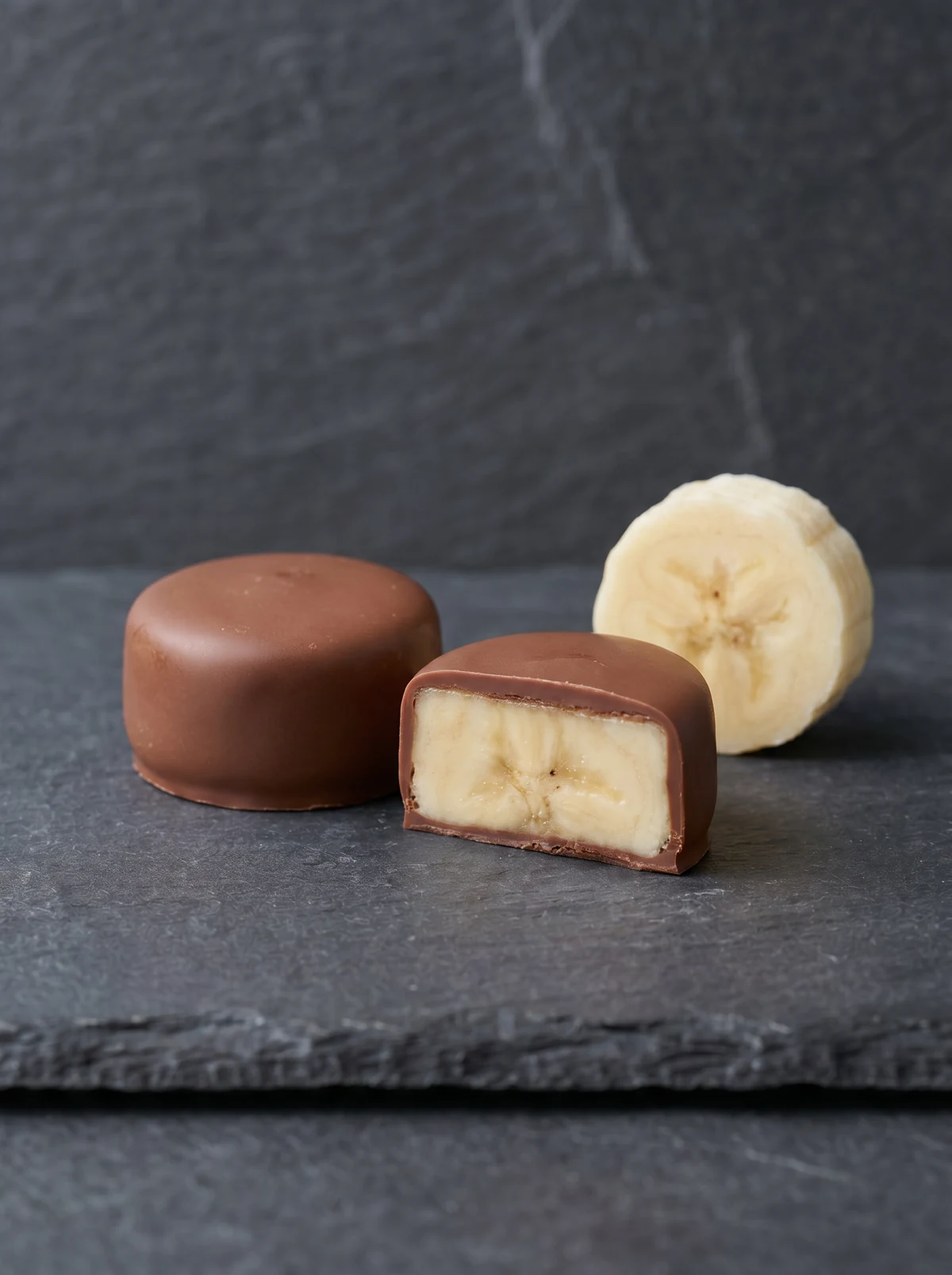 Banana: frutto, colata di cioccolato, cupola intera ricoperta