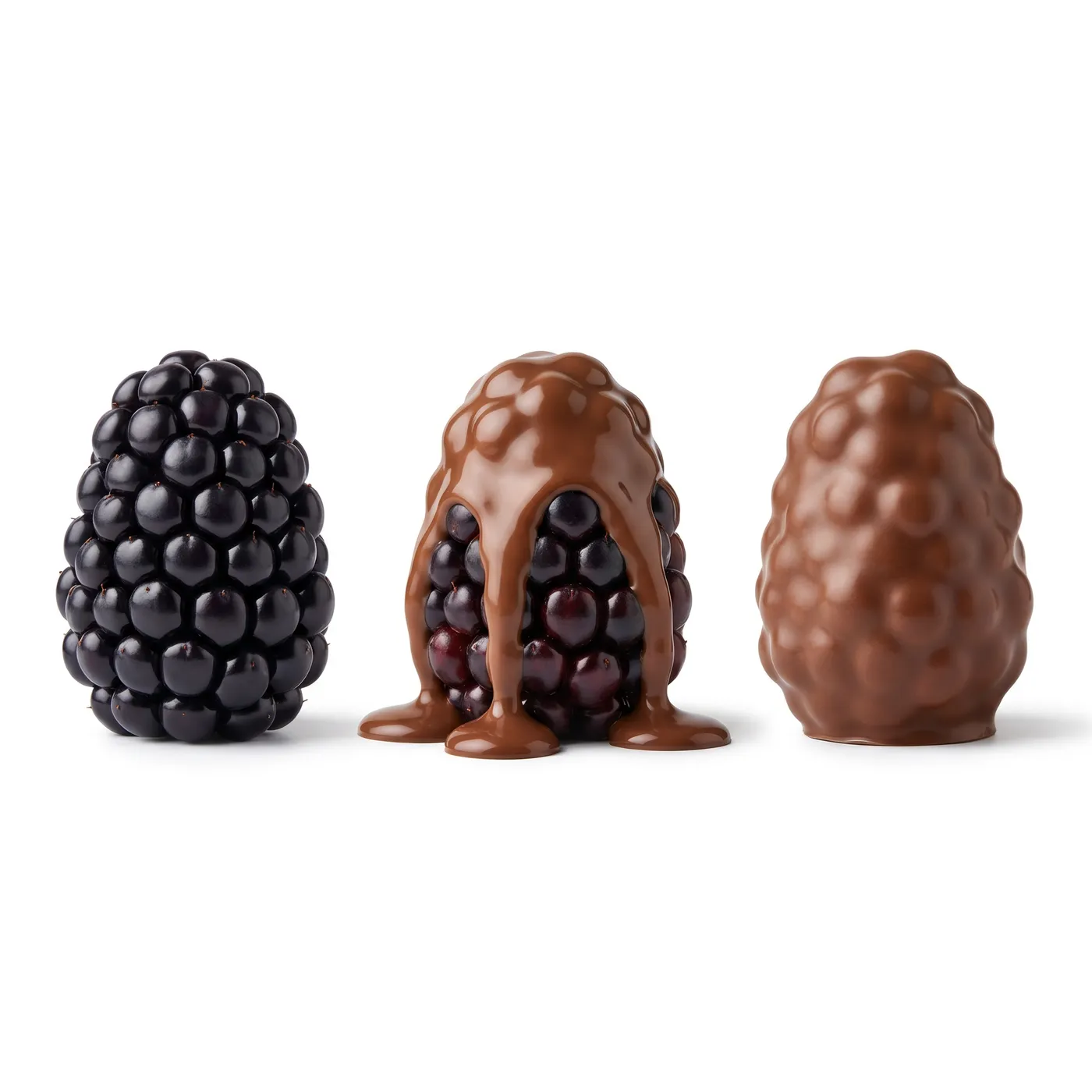 Mora: frutto, colata di cioccolato, cupola intera ricoperta