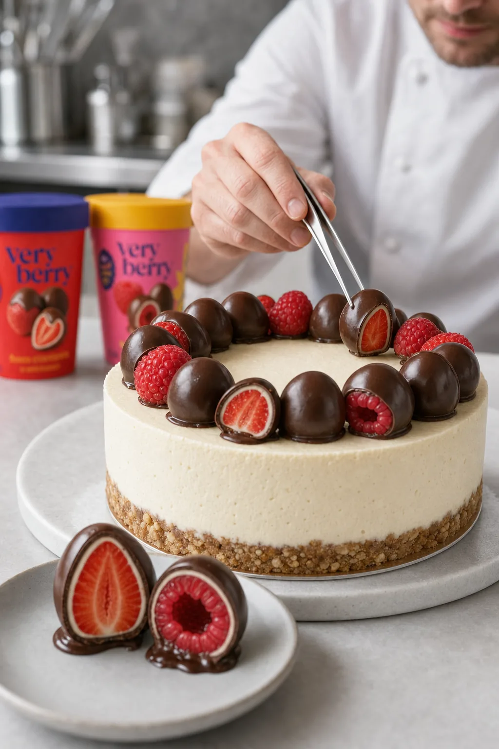 Bonbon Very Berry come topping su una cheesecake